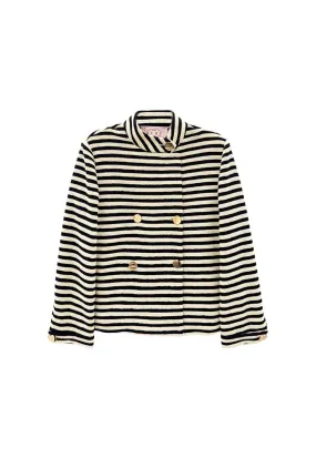 Swell Jacket - Black Striped Terry Zippered Closures Compact Fit Look