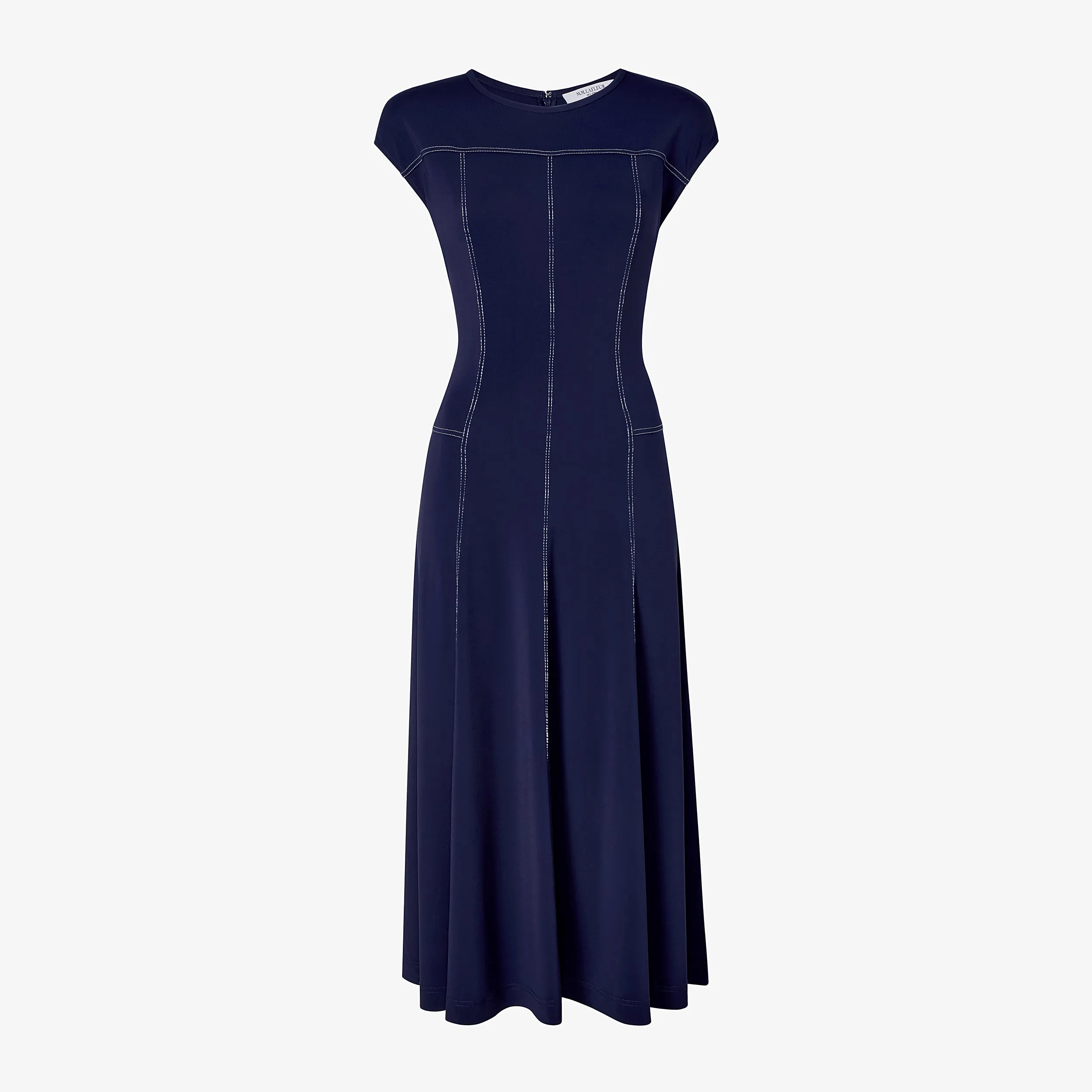 Sylvie Twirl Dress - Italian Jersey :: Soft Navy ShrinkResistant Weave LayeredCuff