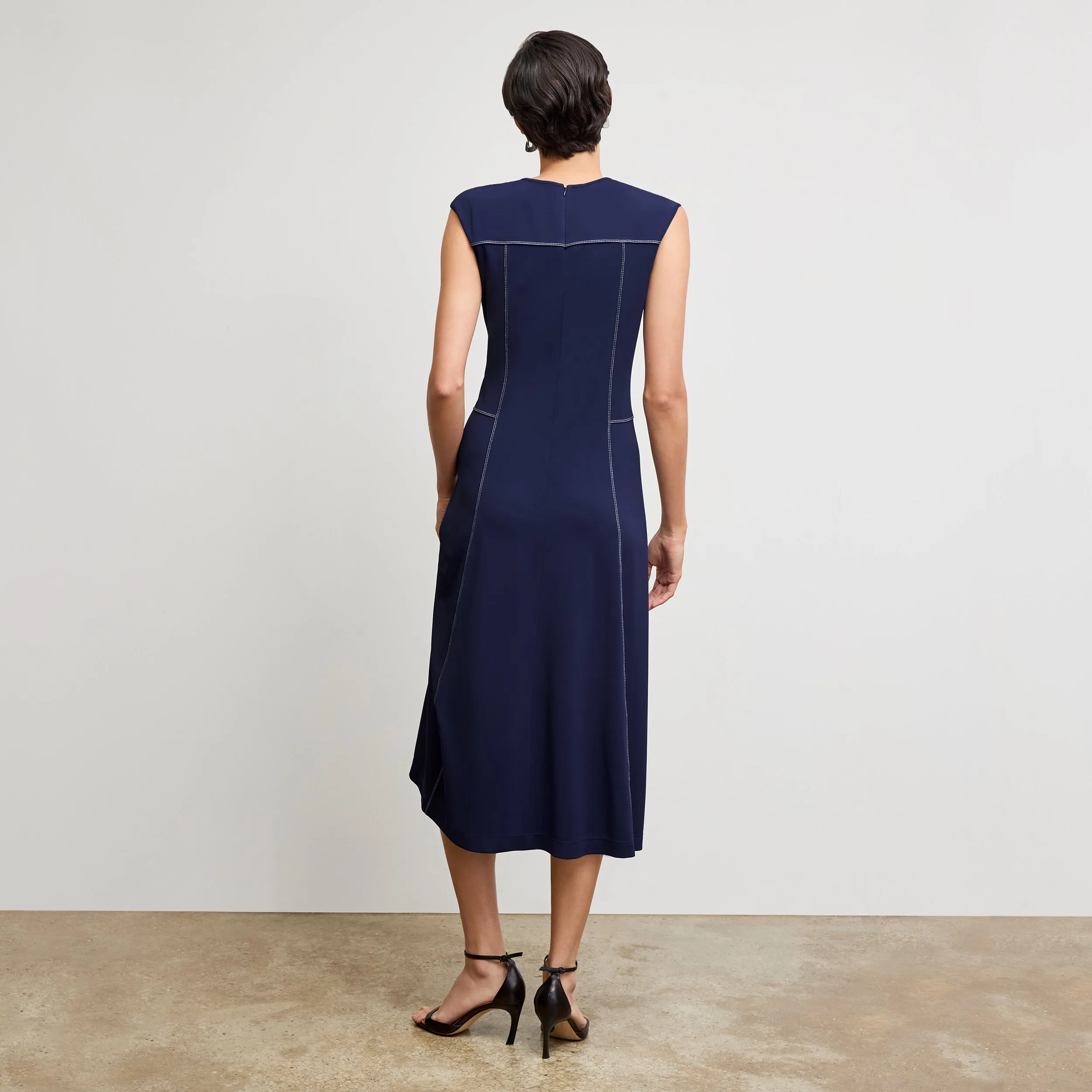 Sylvie Twirl Dress - Italian Jersey :: Soft Navy ShrinkResistant Weave Formal Wear Tapered Cut