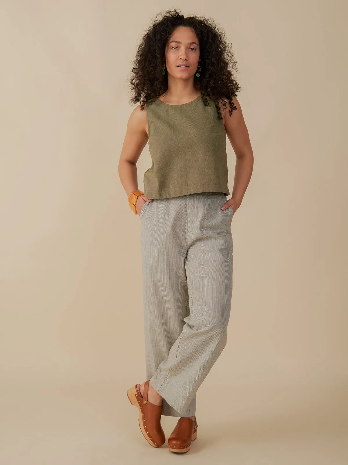 MeshVentilation Ventilated Panel Design Tabitha Pant - Olive Stripe