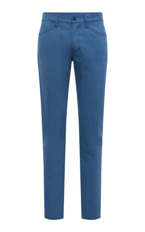 Soft Texture Anthony Five Pocket Pant in Light Blue Cotton Linen Denim