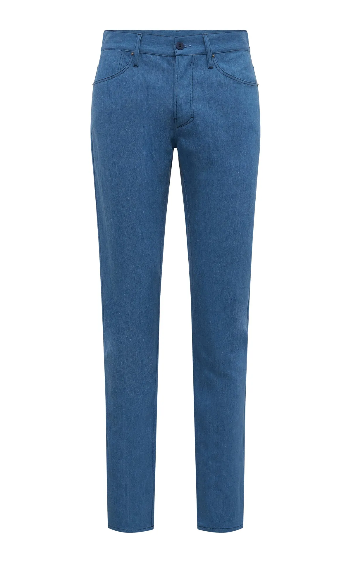Soft Texture Anthony Five Pocket Pant in Light Blue Cotton Linen Denim