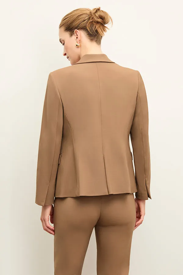 RibbedNeckline LightReflectiveTrim Tagless Labeling Yasmine Blazer - Wool Twill :: Camel