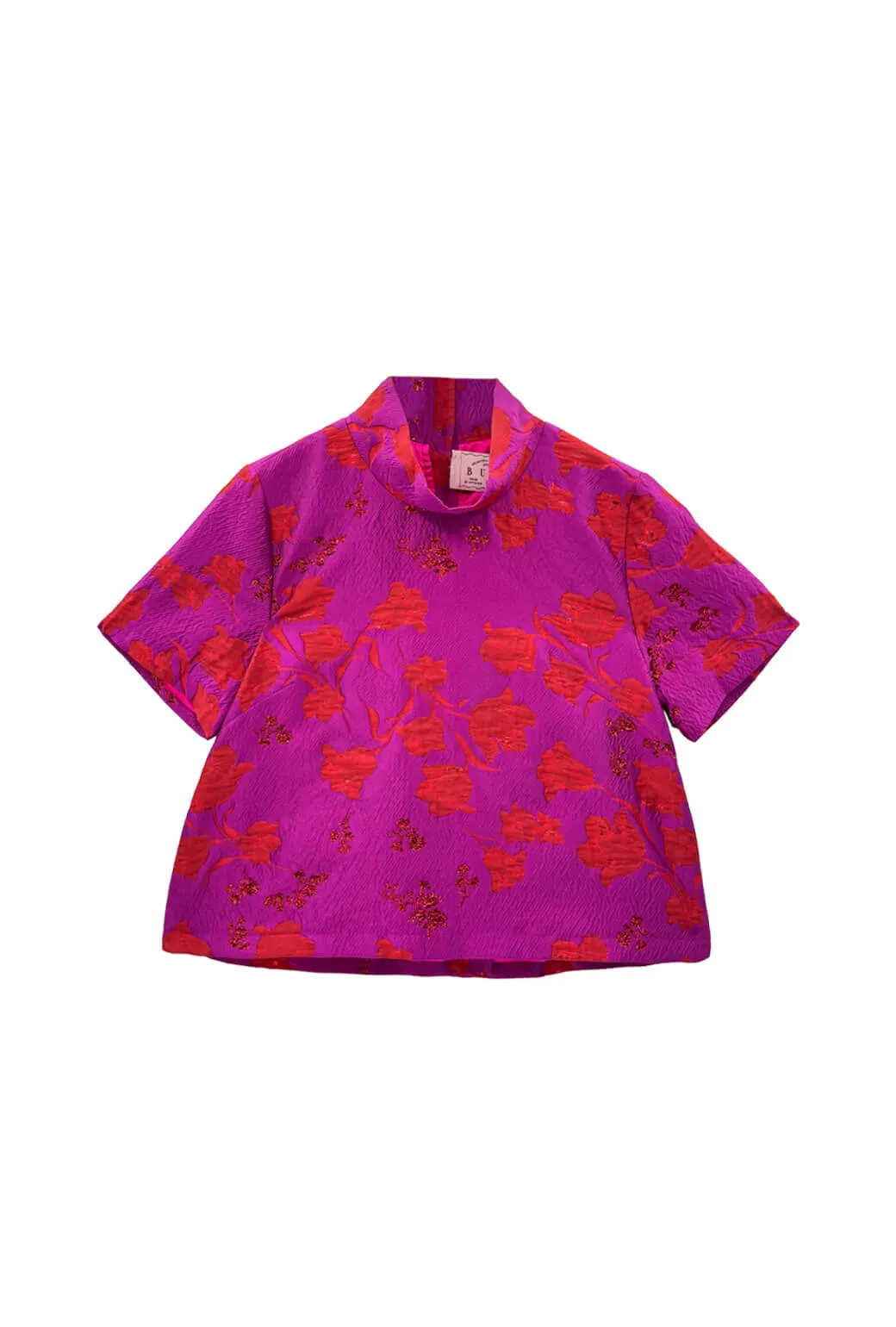 Abrasion Resistant Surface Short Sleeve Mod Top - Rani Pink