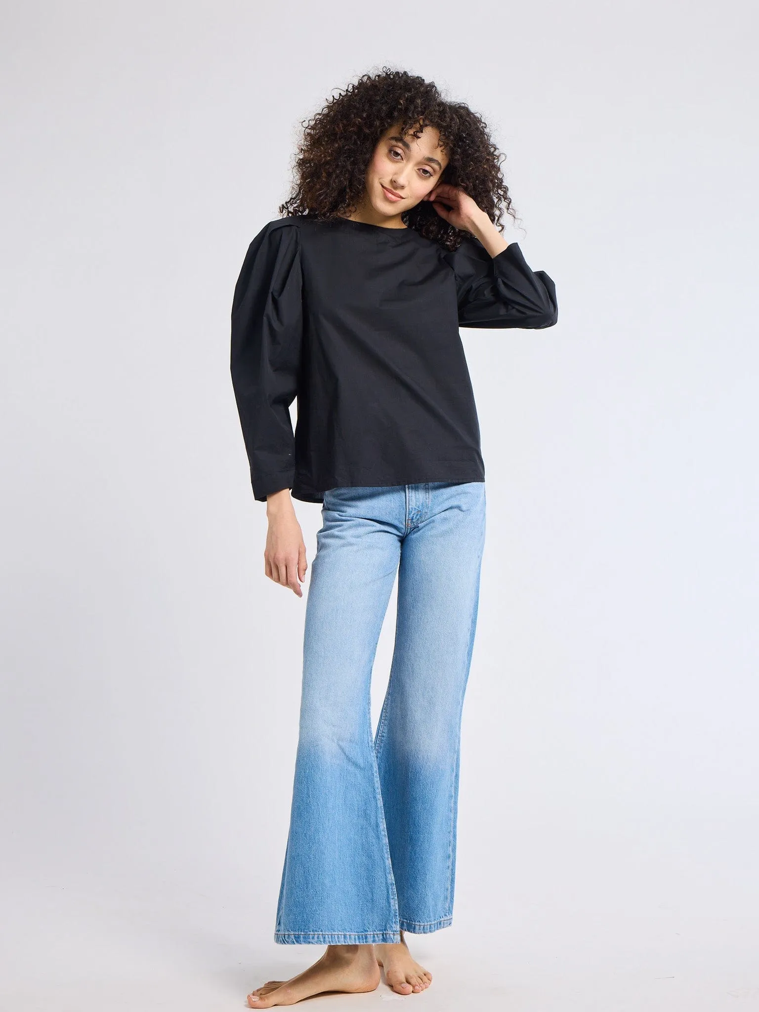 Tencel Blend Fabric Lila Top in Black