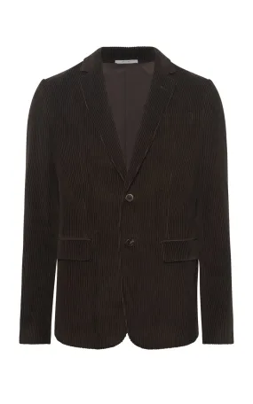 Flexible Shoulder Design Irving Jacket in Chocolate Fine Cashmere Corduroy