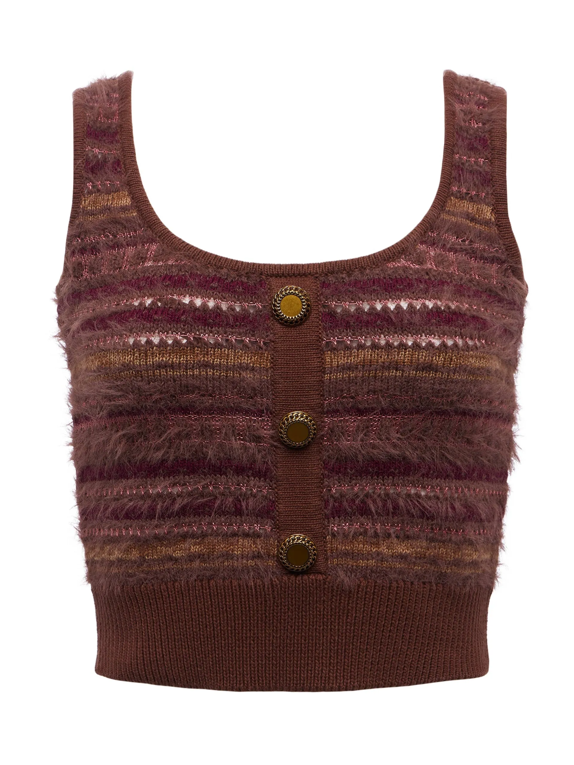 Two Tone Weave High Neckline L'AGENCE GALENE MIXED STITCH TANK