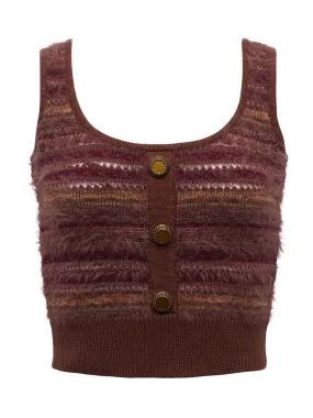 Two Tone Weave High Neckline L'AGENCE GALENE MIXED STITCH TANK