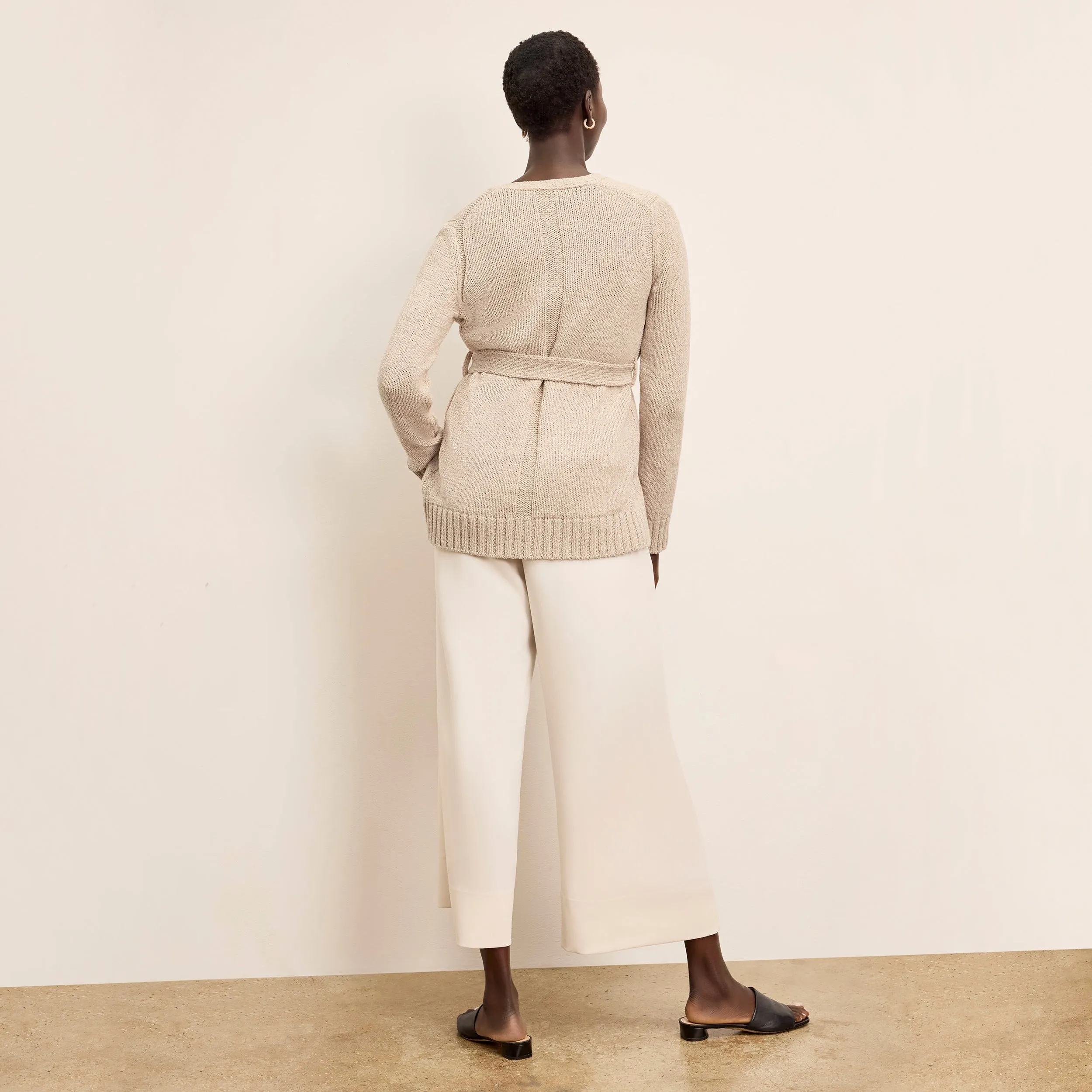 Ergonomic Shoulder Shape Summer Polo Tali Breeze Cardigan - Tape Yarn :: Tan