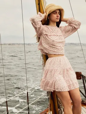 Tania Skirt in Rose Eyelet Adjustable drawstring Urban Outfit