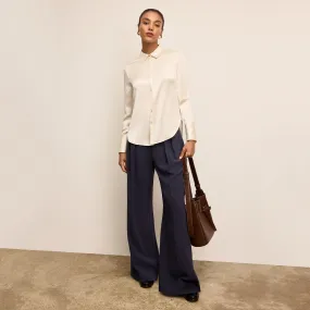 Tatum Shirt - Washable Silk Charmeuse :: Ivory Quick Dry Technology Double Layered Hood Assembly