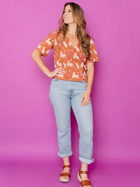 Marley Boxy Wrap Top - Orchid Tigress Soft Brushed Lining FeatherlightConstruction