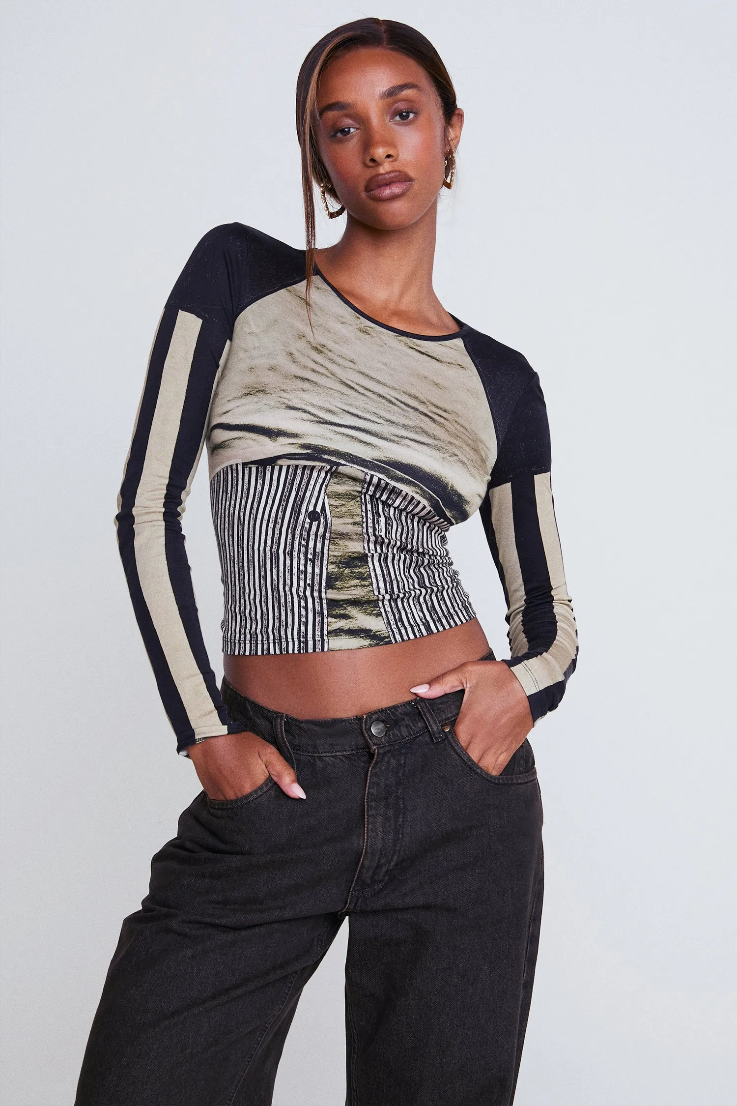 LONG SLEEVE TEE - CHEMISES IN VERT Casual dress Temperature Regulating Textile