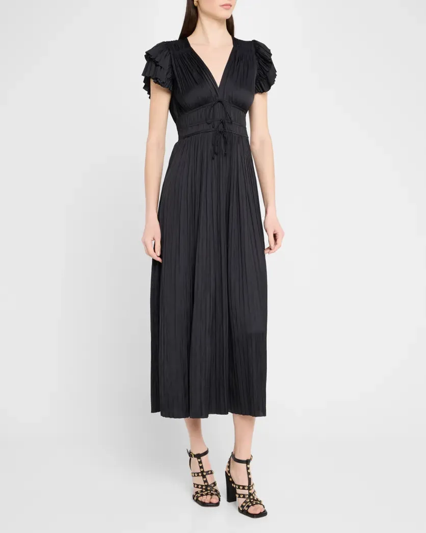 ULLA JOHNSON PATRICE FLUTTER SLEEVE DRESS QuickDryConstruction