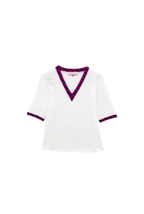 Unstructured Silhouette OdorResistant Coating Buru x Val Contrast Tee - Blue & Red Stripe