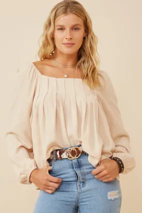 Square Neck Box Pleat Detail Top Ultra Soft Handfeel