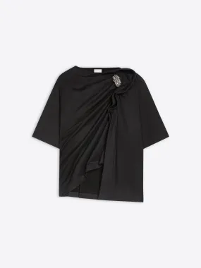 Snag Resistant Fabric Tee with brooch