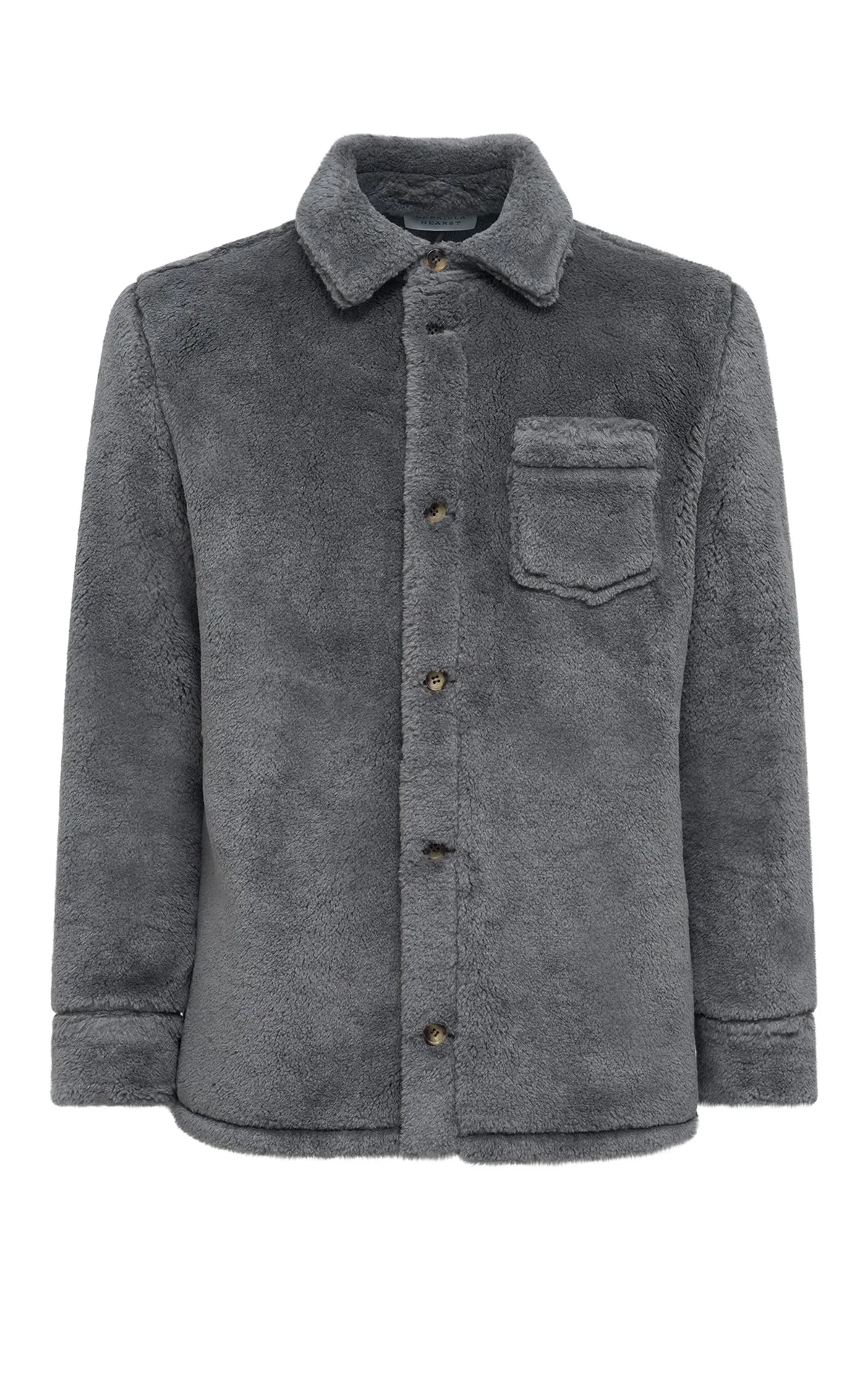 Drew Overshirt in Dark Grey Virgin Wool Silk Cashmere Fur Windproof Inner Layer