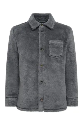 Drew Overshirt in Dark Grey Virgin Wool Silk Cashmere Fur DurableOuterShell