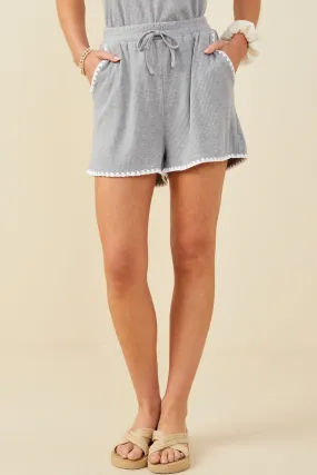 Crochet Stitch Detail Ribbed Knit Boxer Shorts Urban Utility