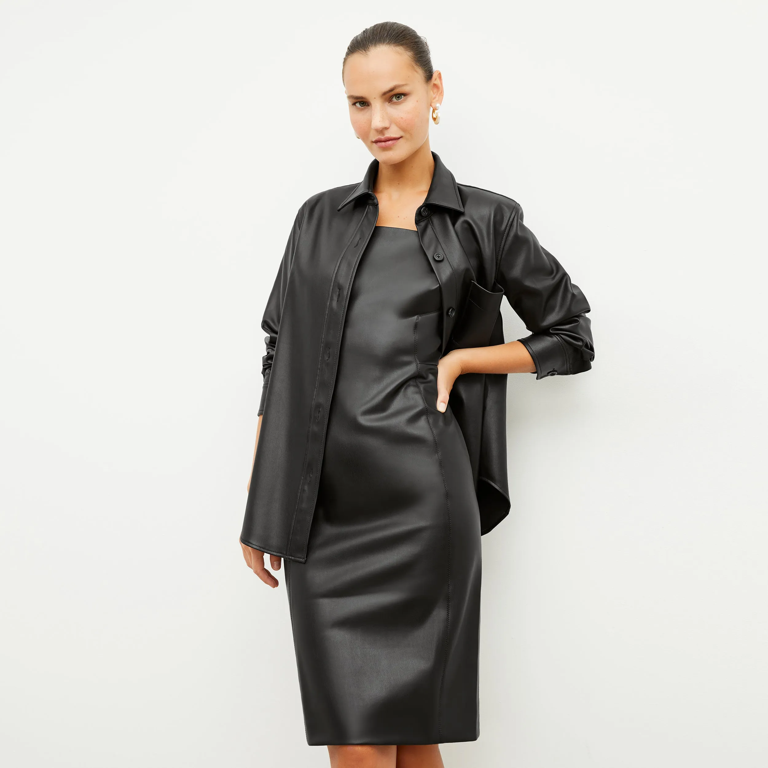 Antistatic Temperature Regulation System Noa Dress - Vegan Leather :: Black