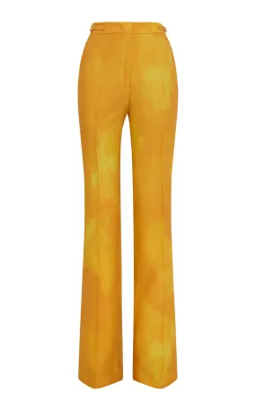 Layered Collar LowMaintenanceFabric Vesta Flare Pant in Cadmium Yellow Virgin Wool