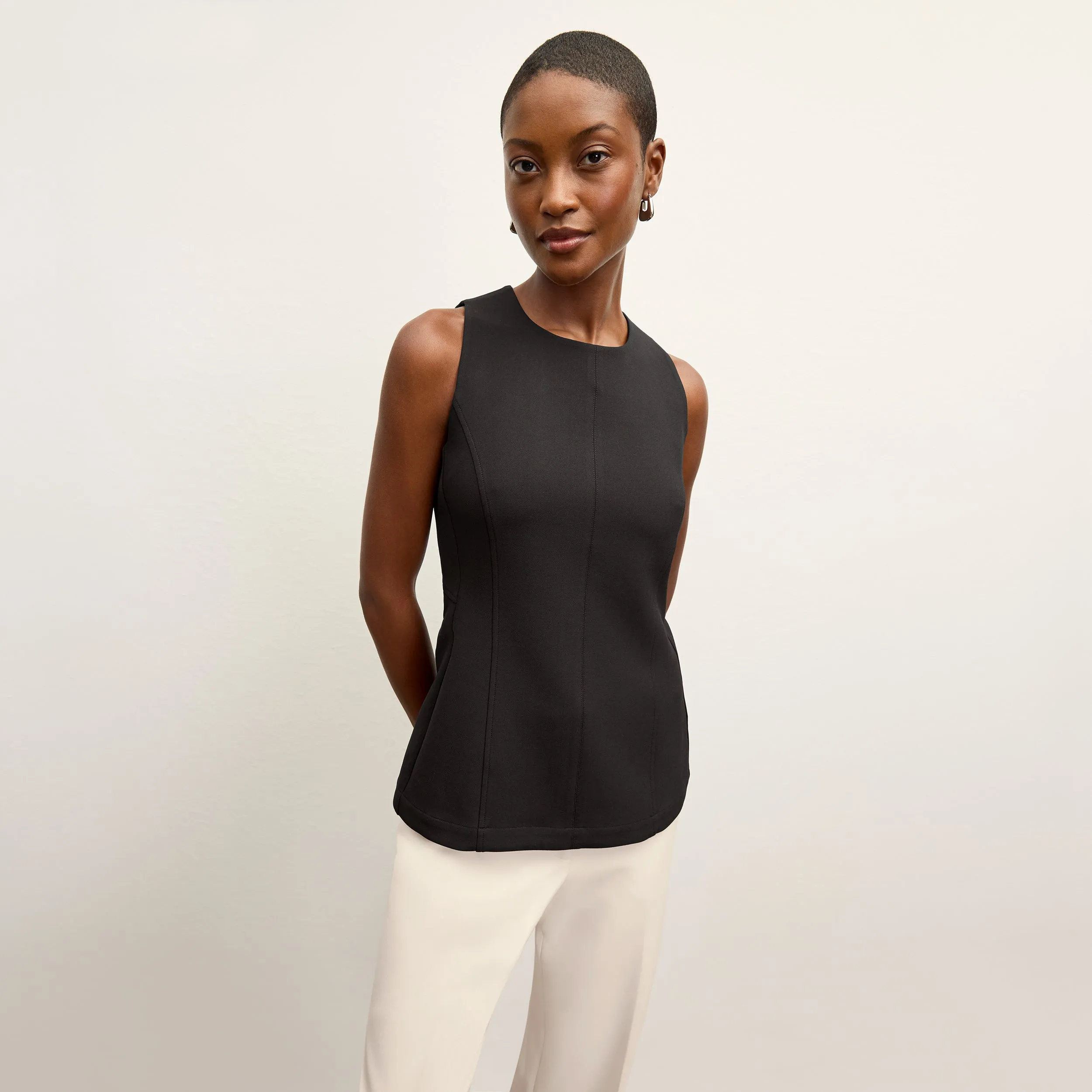 All Day Comfort Rolled Hem Detailing Lucia Top - Flex Suiting :: Black