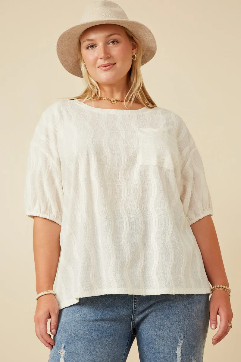 MultiLayer Stitching Textured Knit Drop Shoulder Pocket Tee