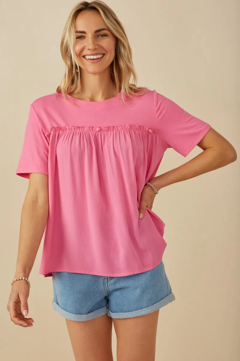 Textured Ruffle Seam Top Moisture Control Lining
