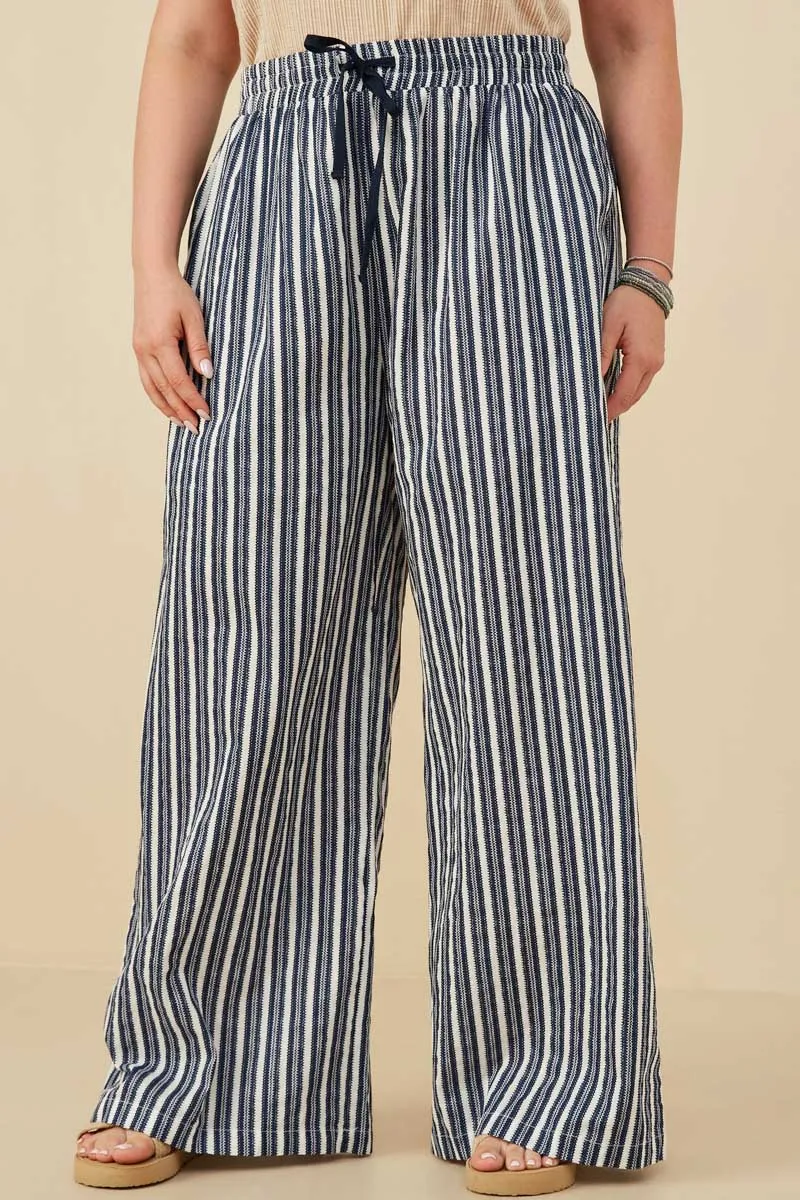 Textured Stripe Drawstring Wide Leg Pants Front EcoFriendlyMaterials