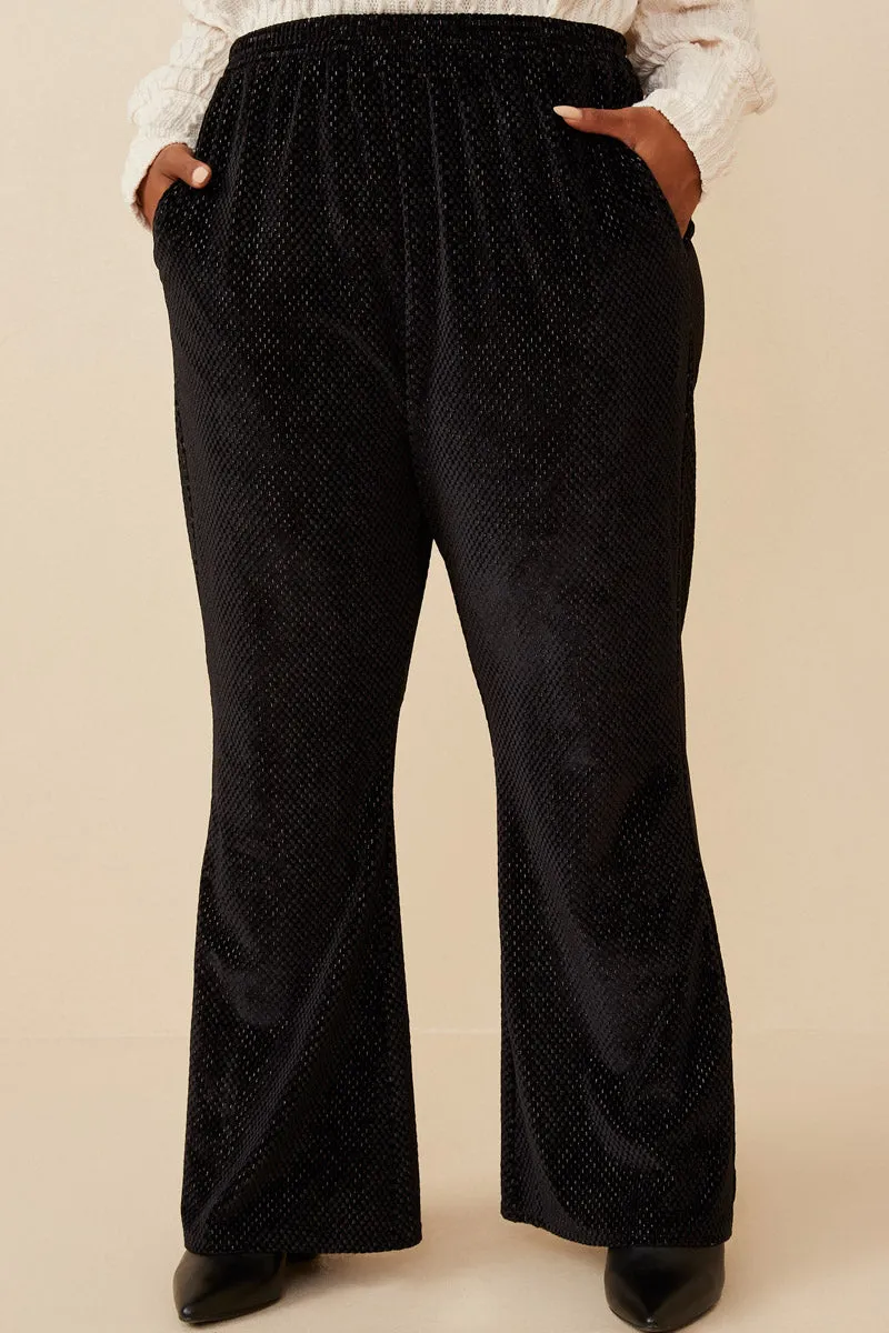 Textured Velvet Lurex Wide Leg Pants All Day Use
