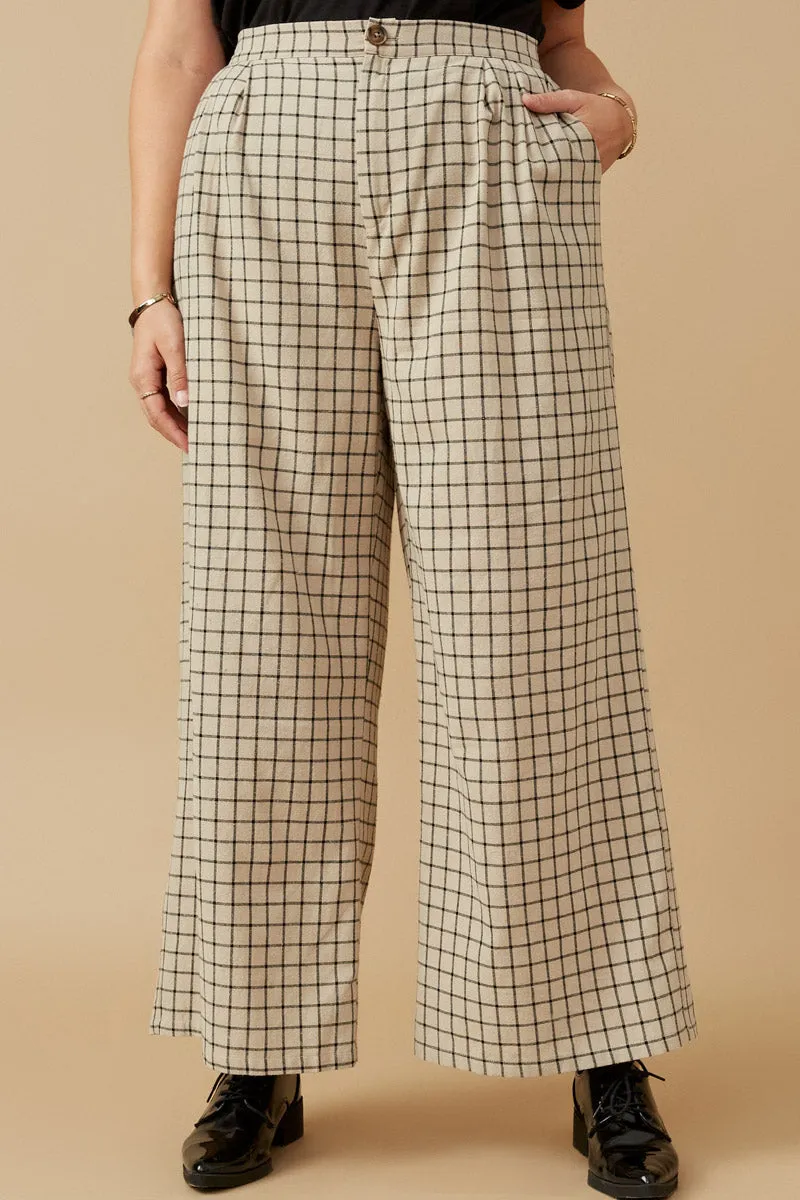 AntiStaticLining Textured Wide Leg Checkered Pants
