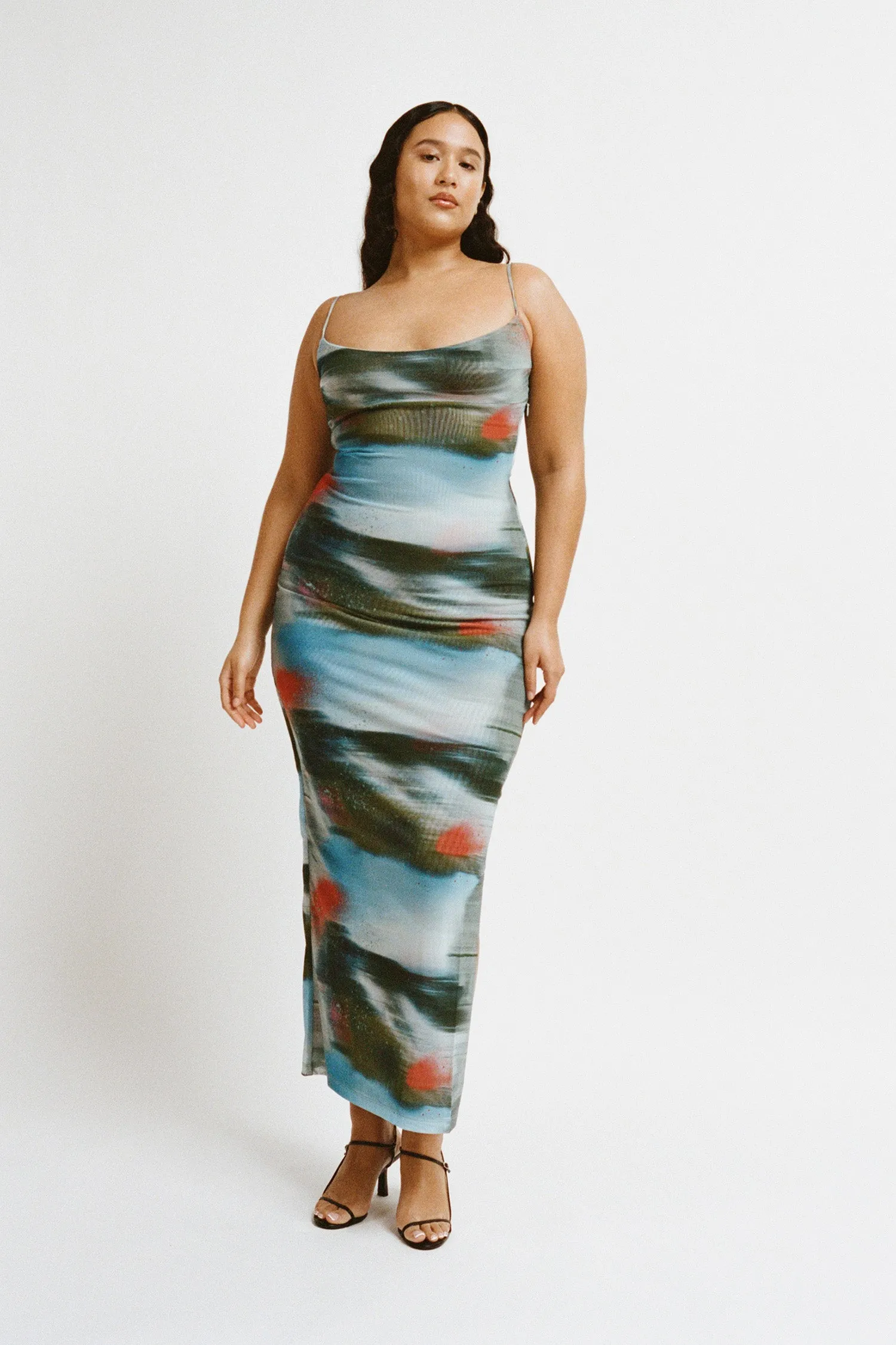 Stylish T-shirt Flexible Waistband THAIS DRESS - MOTION BLUE