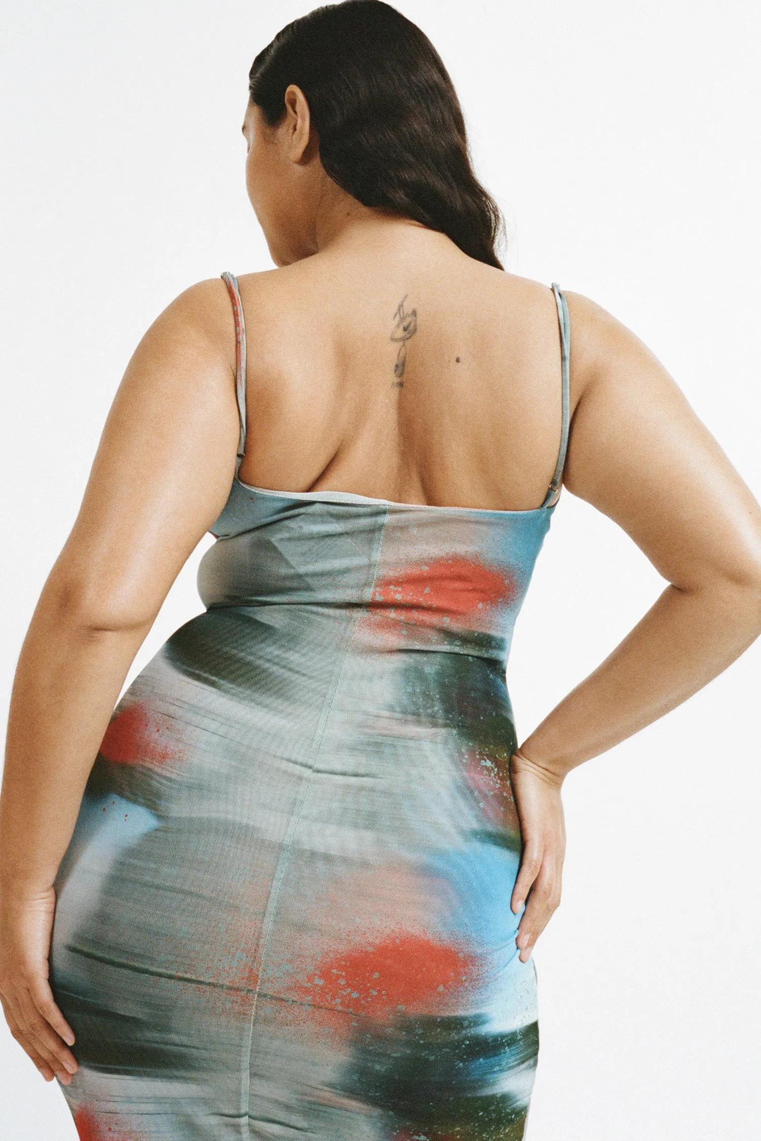 THAIS DRESS - MOTION BLUE Reinforced Hem