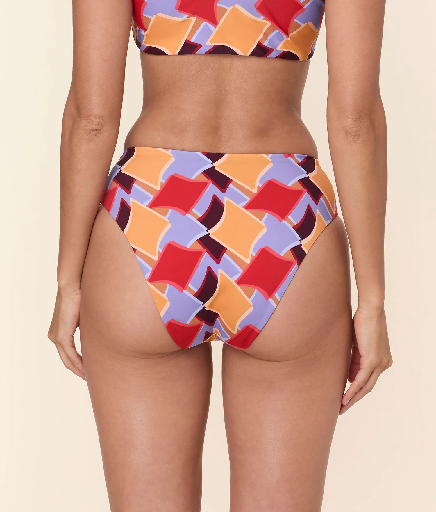 Anti fog coating Two-Tone Style The 90s High Waist Bikini Bottom - Eco Nylon - Mod Geo