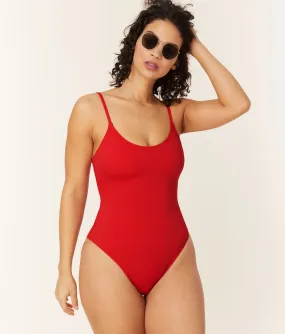 The Amalfi One Piece - Eco Nylon - Cherry Red - Classic Flexible Back Design Resort-Wear