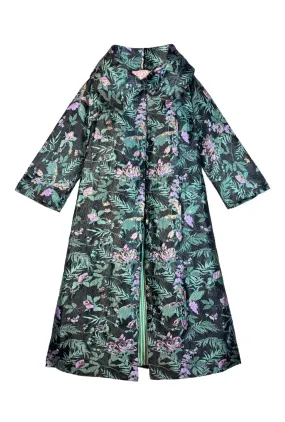 The Grace Coat - Sage & Lilac Brocade Detachable Lining Eco Conscious Production
