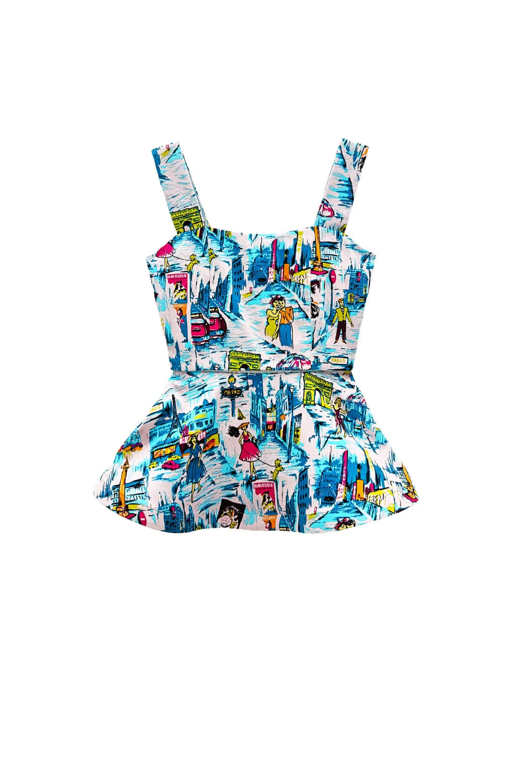 The Peplum Bustier - Paris in the Springtime Microfiber texture