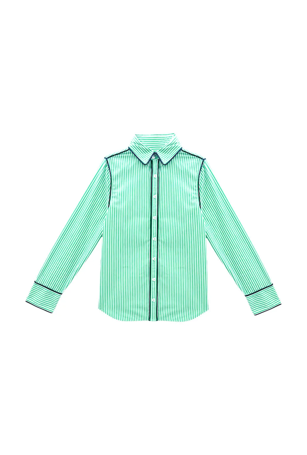 The Perry Blouse - Green Stripe Pocket Reinforcement Breathable Ventilation