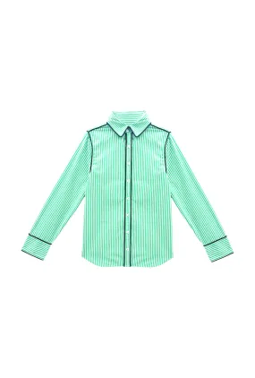 The Perry Blouse - Green Stripe Pocket Reinforcement Breathable Ventilation