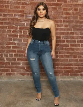 The Pinch Skinny with One Leg Destroy Affordable Fashion Lover