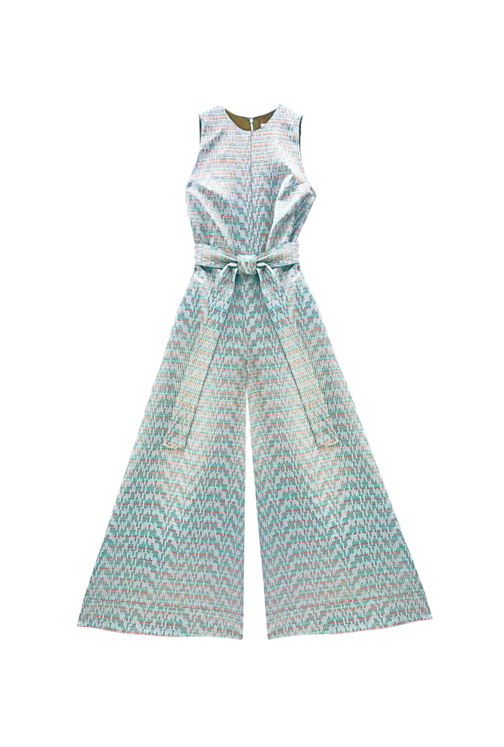The Royale Jumpsuit - Aqua Channels Brocade Durable Overlock Stitch LongLastingDurability
