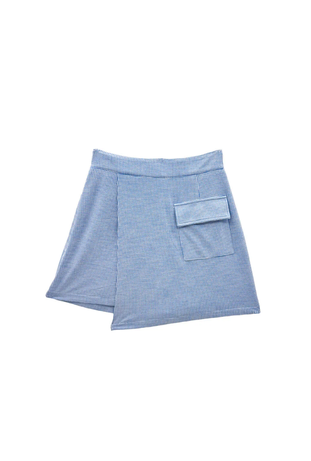 The Serena Skort - Blue Gingham Knit MultiPocketDesign AllDay Comfort