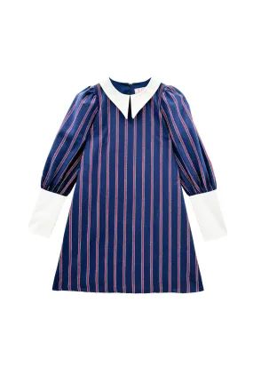 The Skipper Dress - Navy & Red Stripe Cool and Breezy Tagless Collar