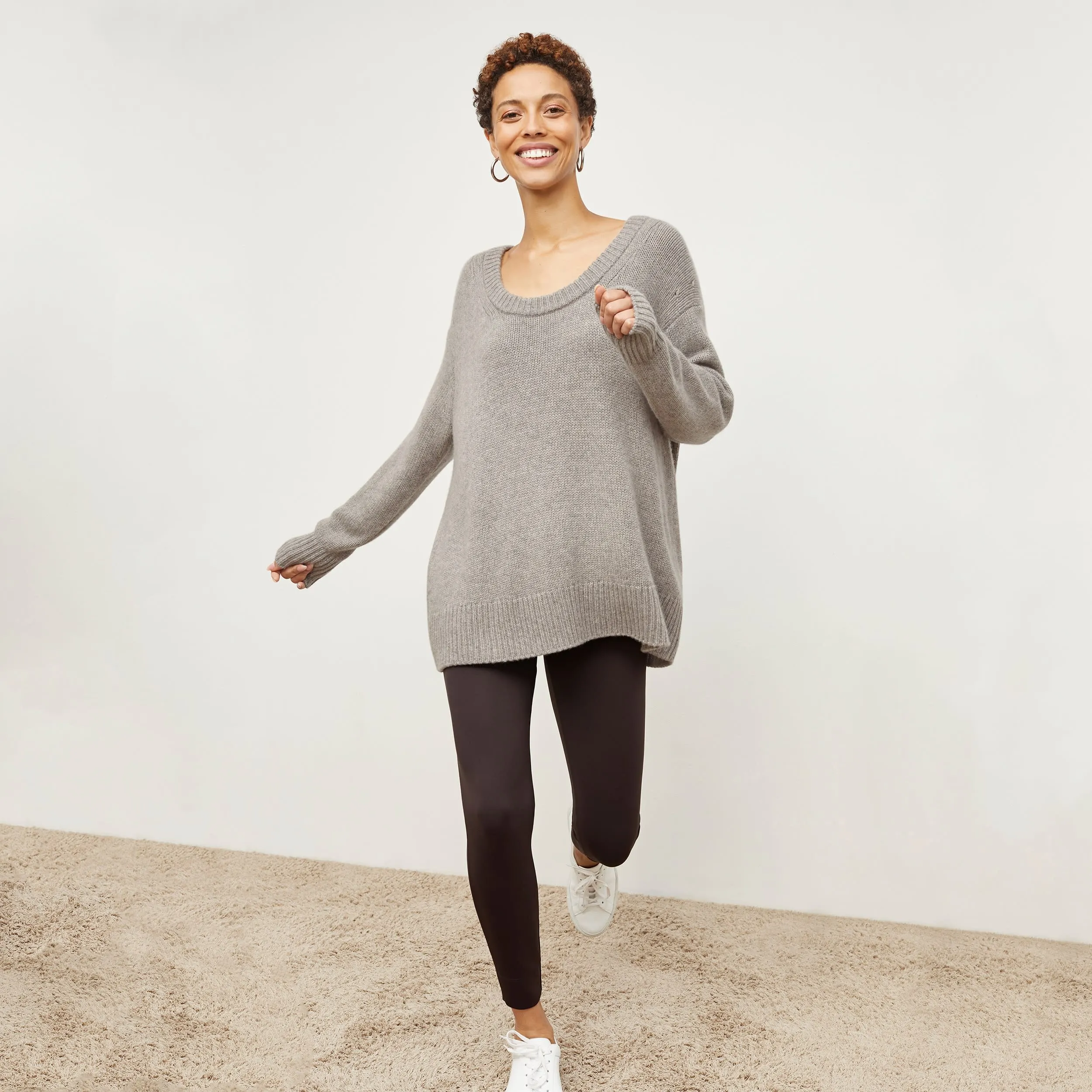 Theo Pullover - Plush Cashmere :: Stormcloud DoubleLayeredShoulders Flexible Knit
