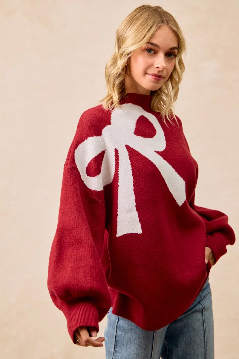 Wrinkle Free Fabric IT4766-01 | RIBBON OVERSIZED SWEATER TOP