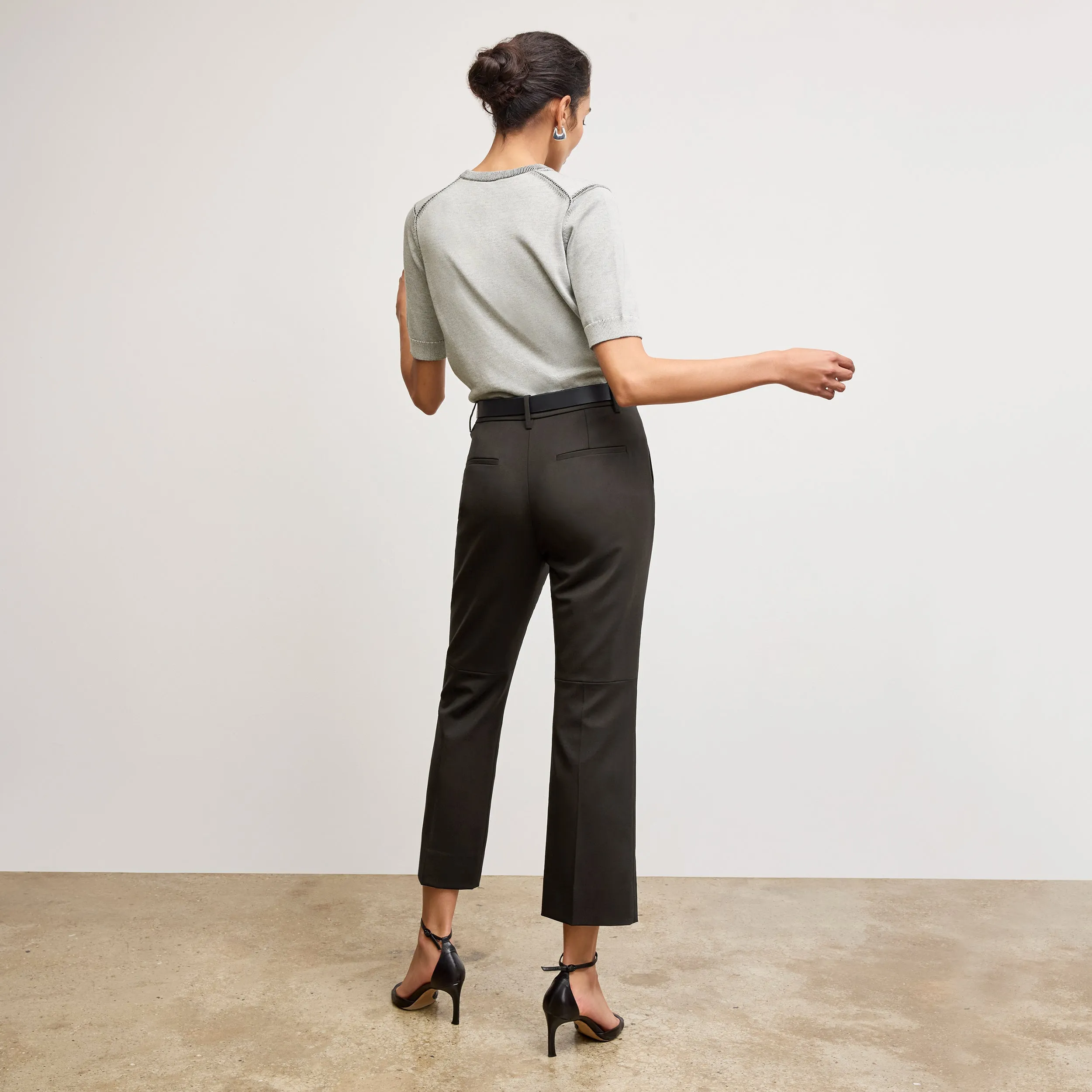 Tessa Kick Flare Trouser - Washable Wool Twill :: Black WaterRepellent Coating