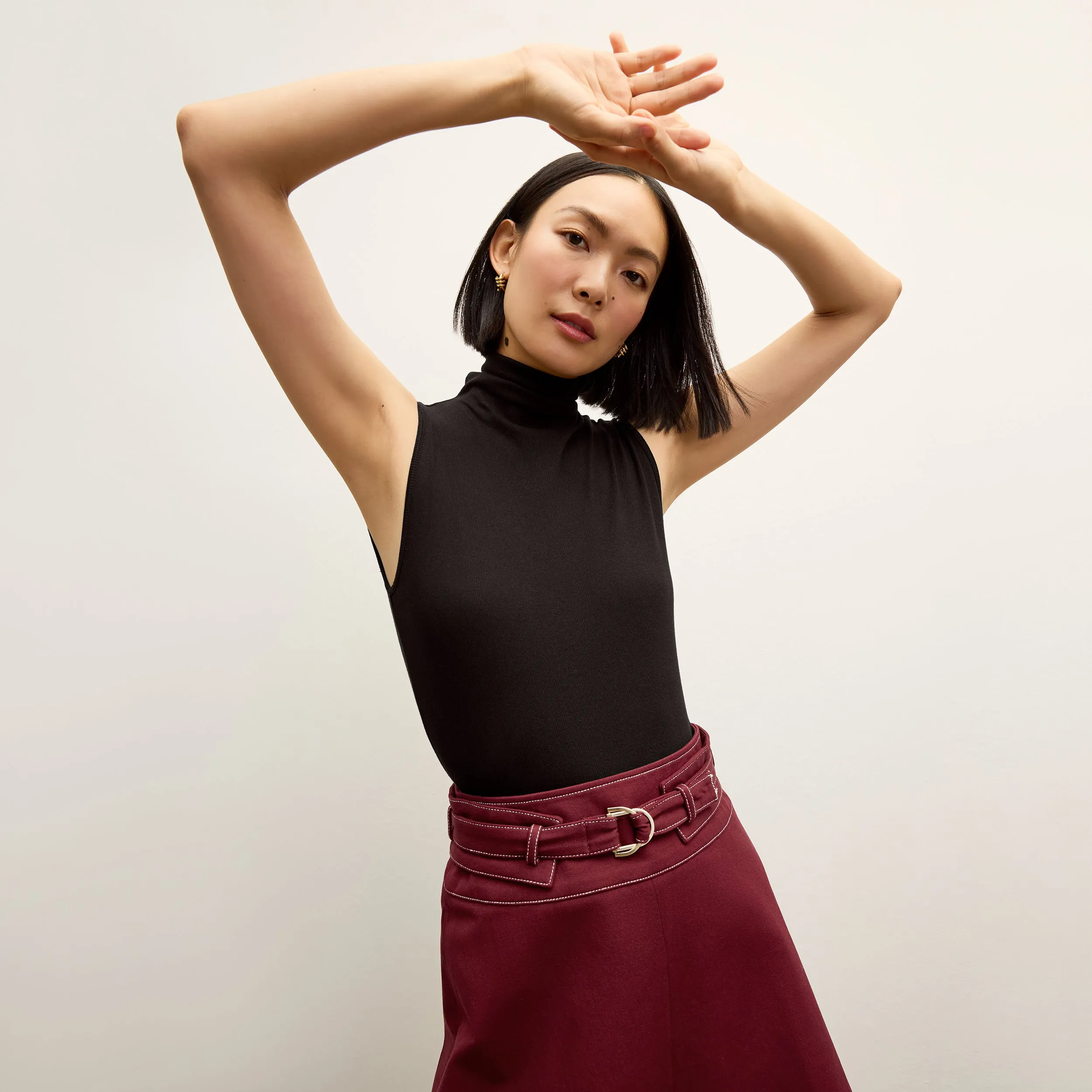 SnagResistant Soft Cotton Blend Bodhi Skirt - Contrast Stitch Eco Better Than Denim :: Berry Jam