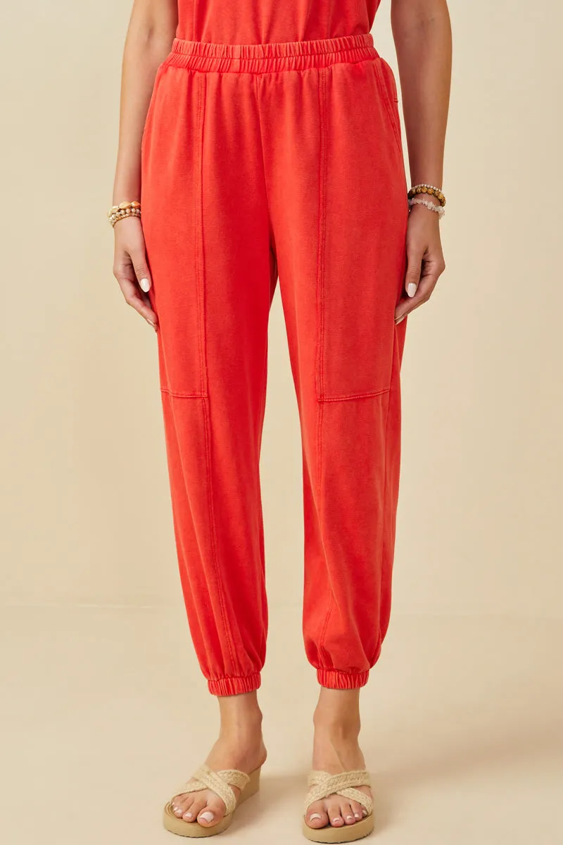 Washed Paneled Knit Joggers Water Repellent Coating