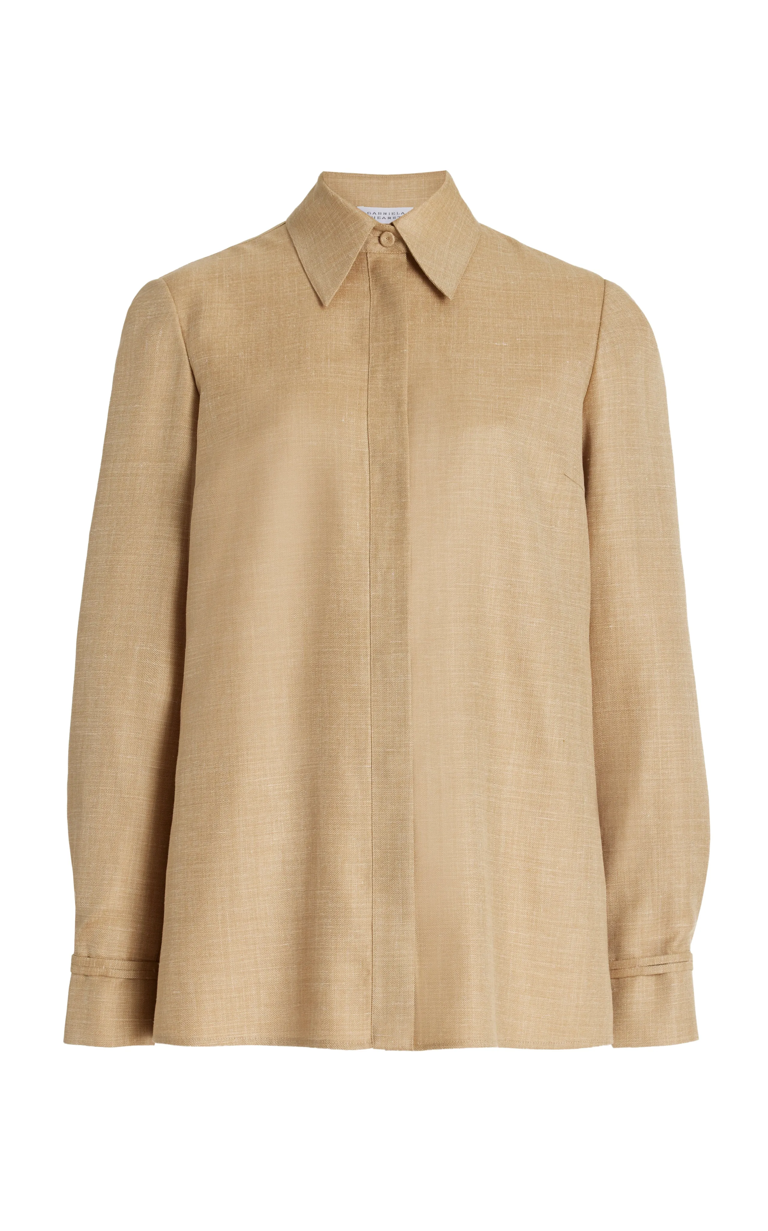 RibbedTexture Midweight Four Way Stretch Cruz Shirt in Hay Virgin Wool and Silk Linen